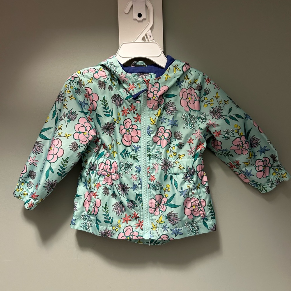 Cat & Jack Floral Raincoat - Green and Pink